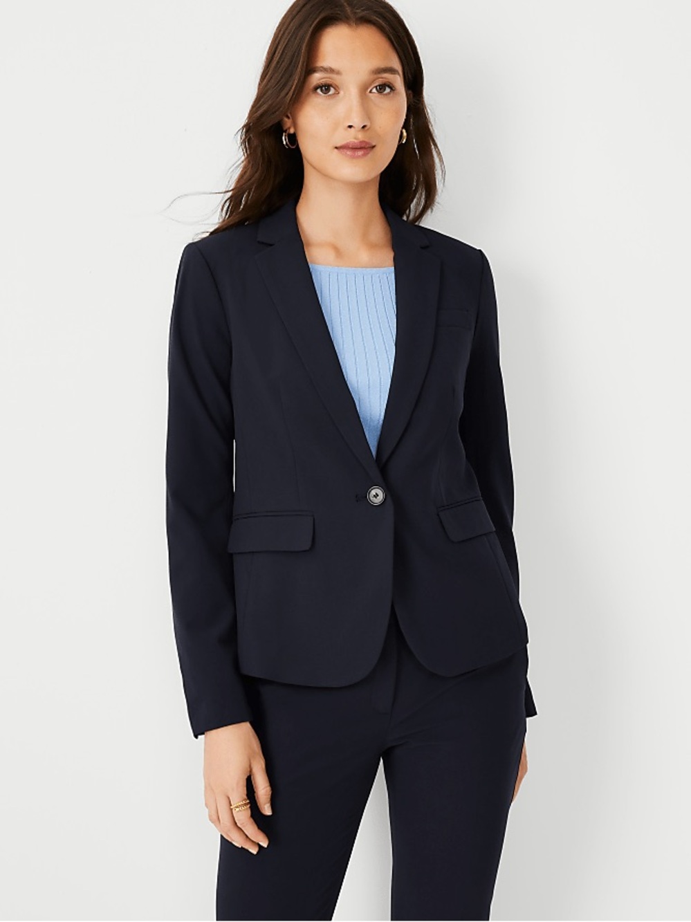 Black Preppy Single-Button Women's Blazer Office Siren